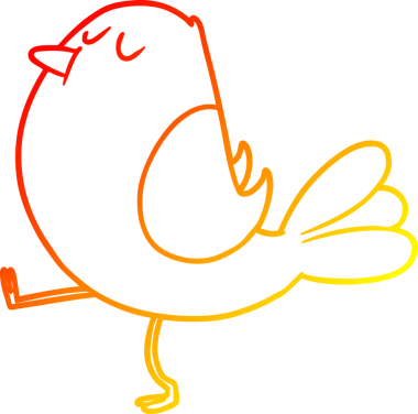 Bir insan tarafından çizilmiş çizgi film kuşunun sıcak gradyan çizimi