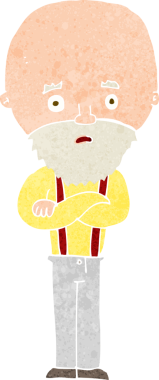 Bir insan tarafından çizilmiş endişeli yaşlı bir adam.