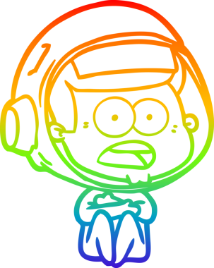 gökkuşağı gradyan çizgi çizimi bir insan tarafından çizilmiş astronot şaşırttı