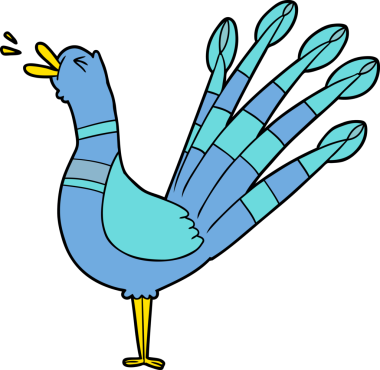 bir insan tarafından çizilmiş bir tavus kuşu.