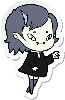 Bir insan tarafından çizilmiş, karikatür dostu vampir bir kızın çıkartması.