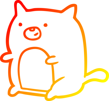 Bir insan tarafından çizilmiş çizgi film kedisinin sıcak çizgi çizimi