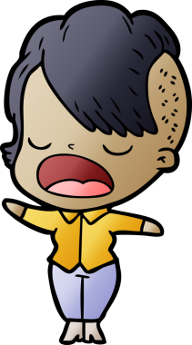 Bir insan tarafından çizilmiş havalı hippi kız çizgi filmi.