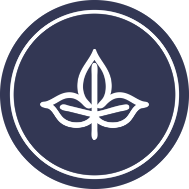 Bir insan tarafından çizilmiş doğal yaprak dairesel simgesi