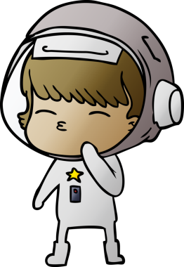 Bir insan tarafından çizilmiş meraklı astronot çizgi filmi.