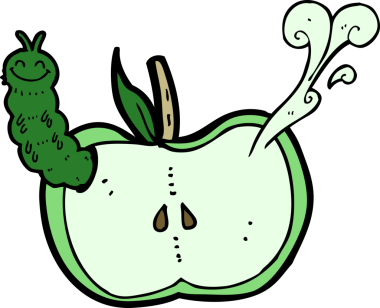 bir insan tarafından çizilmiş böcekli çizgi film elması