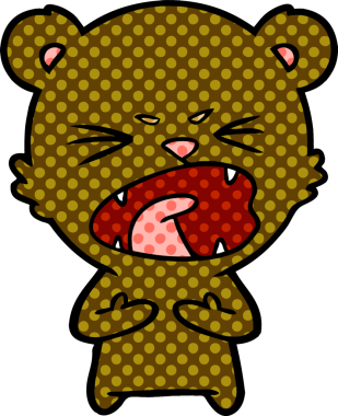 Bir insan tarafından çizilmiş kızgın çizgi film ayısı.