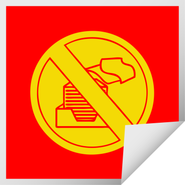 Bir insan tarafından çizilmiş kağıtsız bir ofis sembolünün kare soyma etiketi.