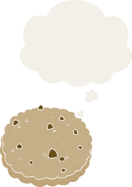 Düşünce baloncuklu çizgi film bisküvisi insan tarafından çizilmiş.