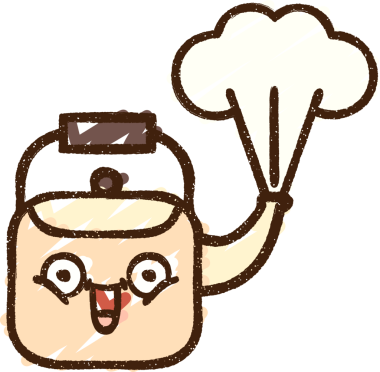 Bir insan tarafından çizilen buharlı çaydanlık tebeşiri