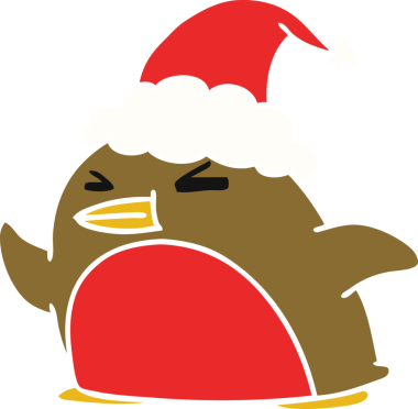 Bir insan tarafından çizilmiş Kawaii Robin 'in el çizimi Noel karikatürü