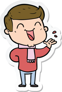 Bir insan tarafından çizilmiş bir karikatür adamın çıkartması.