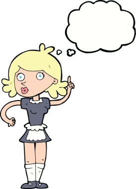 Bir insan tarafından çizilmiş düşünce balonlu bir kız.