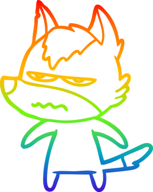 Gökkuşağı gradyan çizgi çizimi Bir insan tarafından çizilmiş rahatsız kurt