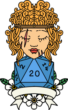 Retro Dövme Tarzı İnsan Barbarlığı Bir insan tarafından çizilmiş 20 zar ile