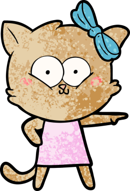 Bir insan tarafından çizilmiş çizgi film kedisi.