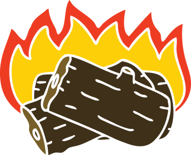 Bir insan tarafından çizilmiş tuhaf çizgi film yakma kütüğü.