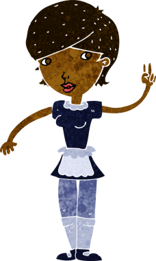 Çizgi film garsonu bir insan tarafından çizildi.