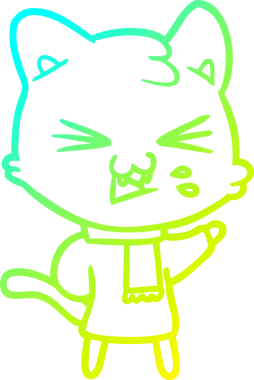 Bir insan tarafından çizilen çizgi film kedisinin soğuk gradyan çizimi