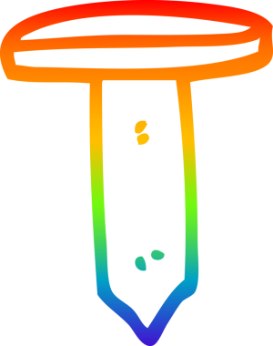 gökkuşağı gradyan çizgisi bir insan tarafından çizilmiş demir çivi