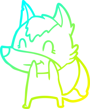 Bir insan tarafından çizilmiş dost canlısı bir kurt çizgi çizimi.