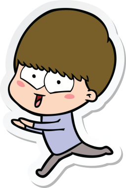 Bir insan tarafından çizilmiş mutlu bir çocuğun çıkartması.