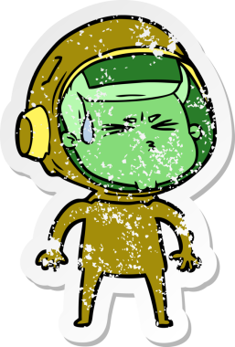 Bir insan tarafından çizilmiş stresli astronot karikatürü.