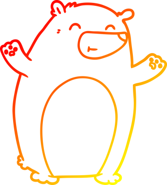 Bir insan tarafından çizilmiş mutlu çizgi film ayısının sıcak çizgi çizimi