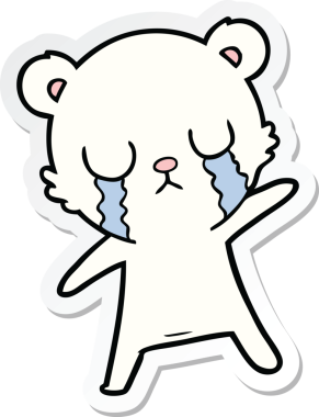 Bir insan tarafından çizilmiş ağlayan kutup ayısının çıkartması.