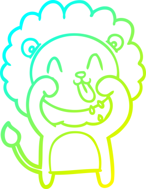 Bir insan tarafından çizilmiş mutlu çizgi film aslanı çizimi.