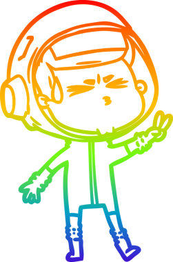 Bir insan tarafından çizilen gökkuşağı gradyan çizimi stresli astronot