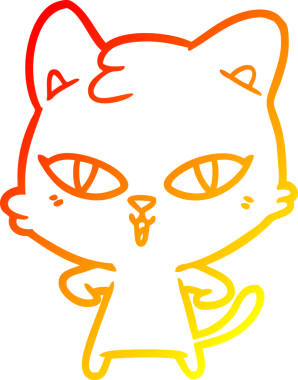 Bir insan tarafından çizilmiş çizgi film kedisinin sıcak çizgi çizimi