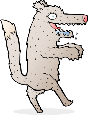 Bir insan tarafından çizilmiş büyük kötü kurt çizgi filmi.