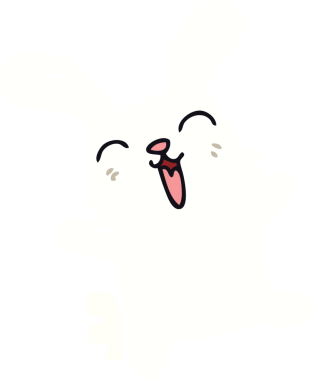 Bir insan tarafından çizilmiş garip çizgi film tavşanı.