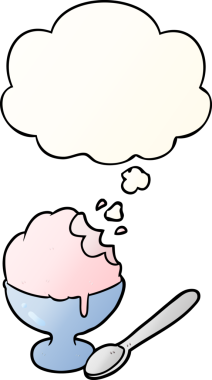 Düşünce baloncuklu karikatür dondurması bir insan tarafından çizilmiş.