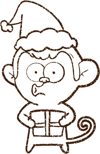 Bir insan tarafından çizilen neşeli maymun kömürü çizimi