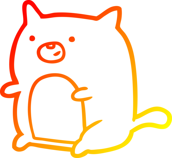 Bir insan tarafından çizilmiş çizgi film kedisinin sıcak çizgi çizimi