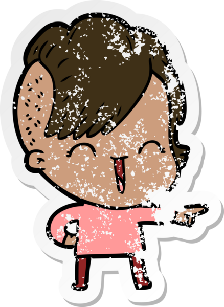 Bir insan tarafından çizilmiş mutlu bir hippi kızın sıkıntılı çıkartması.