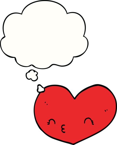 Bir insan tarafından çizilmiş düşünce baloncuklu aşk kalbi.