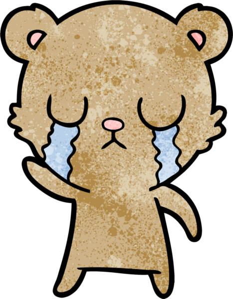 Bir insan tarafından çizilmiş ağlayan çizgi film ayısı.