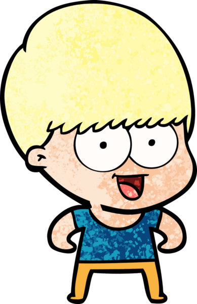 Bir insan tarafından çizilmiş mutlu çizgi film çocuğu.