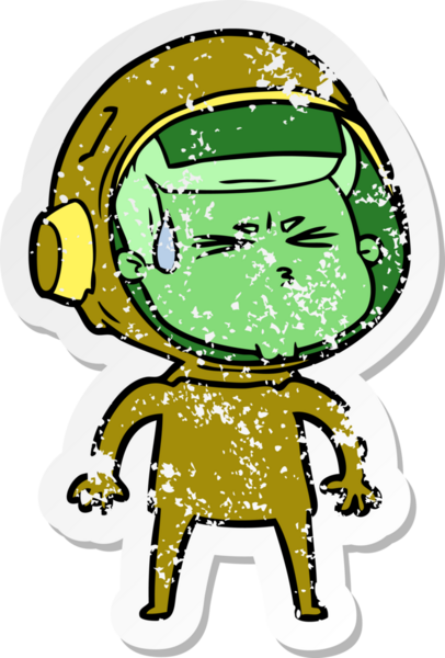 Bir insan tarafından çizilmiş stresli astronot karikatürü.