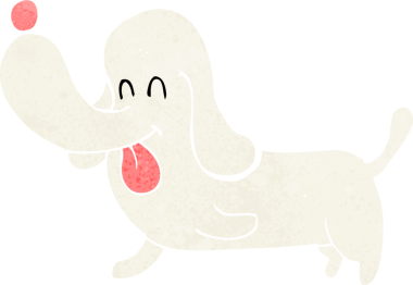 Bir insan tarafından çizilmiş mutlu bir köpek.