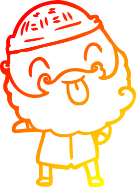 Sakallı bir adamın insan tarafından çizilmiş sıcak bir çizgi çizimi.