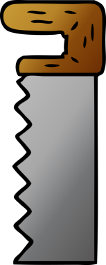 Bir insan tarafından çizilmiş metal testerenin el çizimi karikatürü.