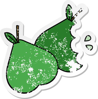 Bir insan tarafından çizilmiş şirin bir armutun sıkıntılı çıkartması.