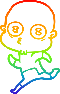 Gökkuşağı gradyan çizgi çizimi Bir insan tarafından çizilmiş garip kel uzay adamı