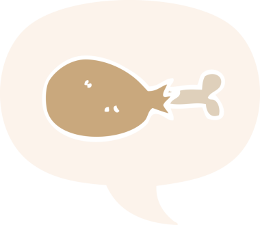 Çizgi film tavuk budu ve konuşma balonu bir insan tarafından çizilmiş.