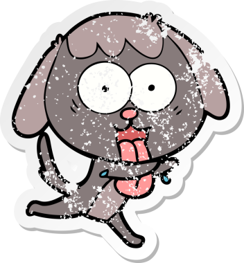 Bir insan tarafından çizilmiş şirin bir köpeğin sıkıntılı çıkartması.