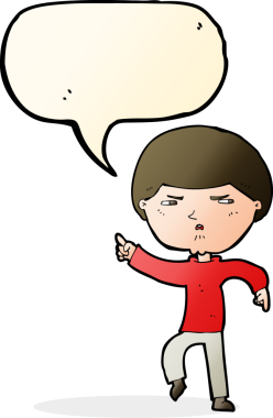 Bir insan tarafından çizilmiş konuşma baloncuğuyla rahatsız bir adam.